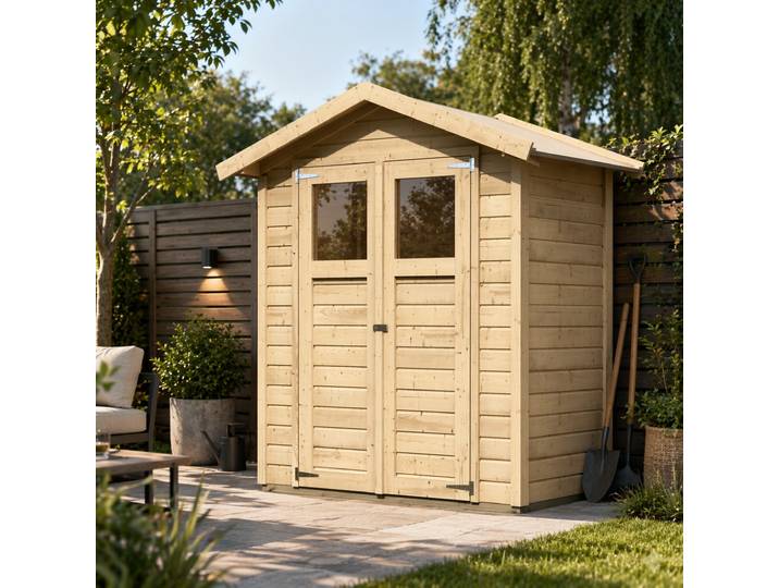 Gartenhaus KONIFERA Socorro 0 , beige (naturbelassen), ohne Fußboden, selbstklebende Dachbahnen, Massivholz, Gartenhäuser, Gartenhaus