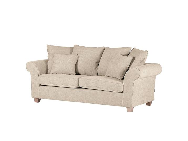 3-Sitzer Sofa Badica Beige Flachgewebe Flaka 214 x 71 x 92cm Eiche Hell Skandi