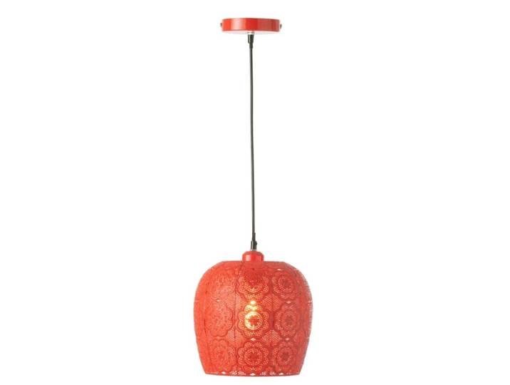 Lampe suspendue en métal rouge 23.5x23.5x39 cm