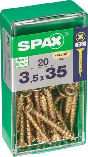 Spax houtschroef, gegalvaniseerd, goudkleurig, 35 x 3,5 mm