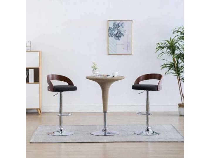 VIHHQGC 2er Set Barhocker Dunkelgrau Stoff Bugholz Höhenverstellbar Gasdruckfeder, Metallgestell, Fußstütze, ergonomisch, 110 kg Belastbarkeit