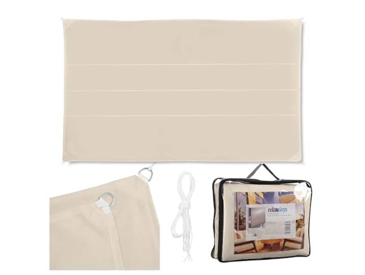 Relaxdays Sonnensegel rechteckig, wasserabweisend, UV-beständig, beige