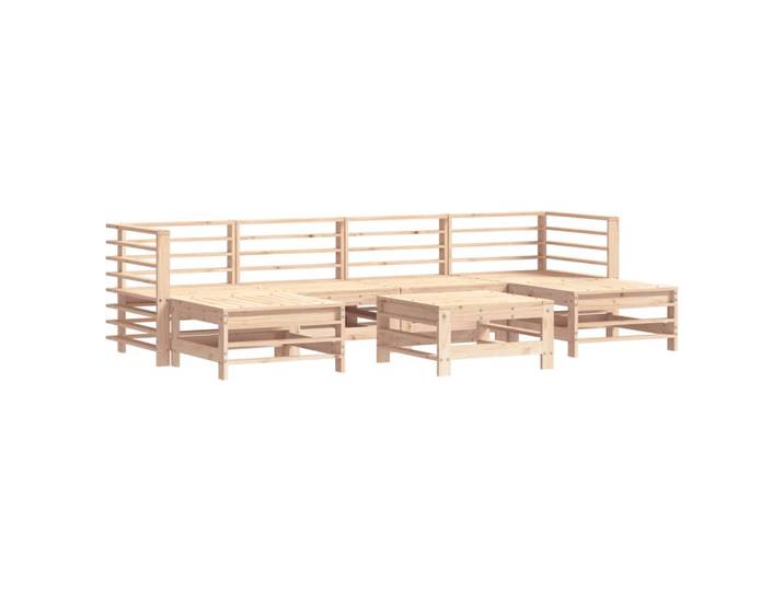 vidaXL Garten-Lounge-Set 7-teilig Massivholz Kiefer, Braun, Holz, Rechteckig, Gartenmöbel, Gartengarnituren, Gartenmöbel-Sets