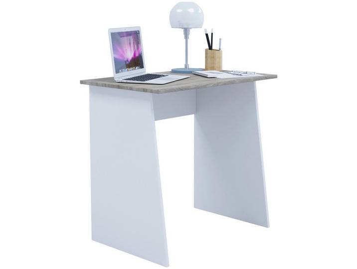 Mid.you Schreibtisch, Weiss, Sonoma Eiche, Holzwerkstoff, Wange, 50x74x80 cm, Büromöbel, Schreibtische, Bürotische