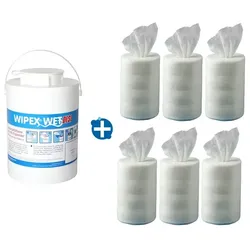 Nordvlies WIPEX-WET DESI SET um Flächen zu desinfizieren mit 540 Desinfektionstüchern und passendem Feuttuchspender
