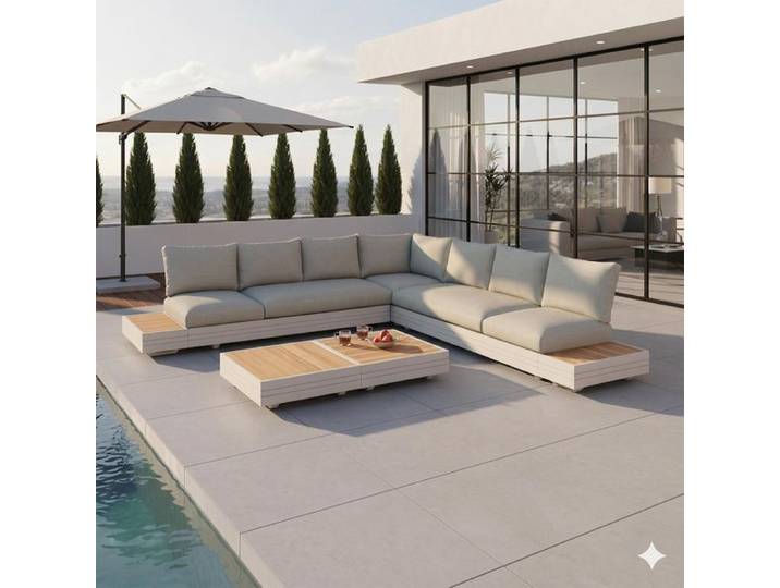 Zebra Cubo Neo Ecklounge inkl. Loungetische Aluminium/Sunproof Taupe Sand