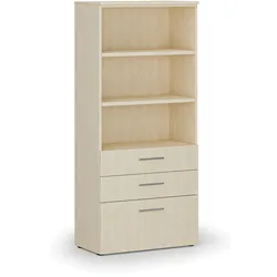 Büroschrank mit kombinierten Schubladen PRIMO WOOD, 800 x 420 x 1781 mm, Birke