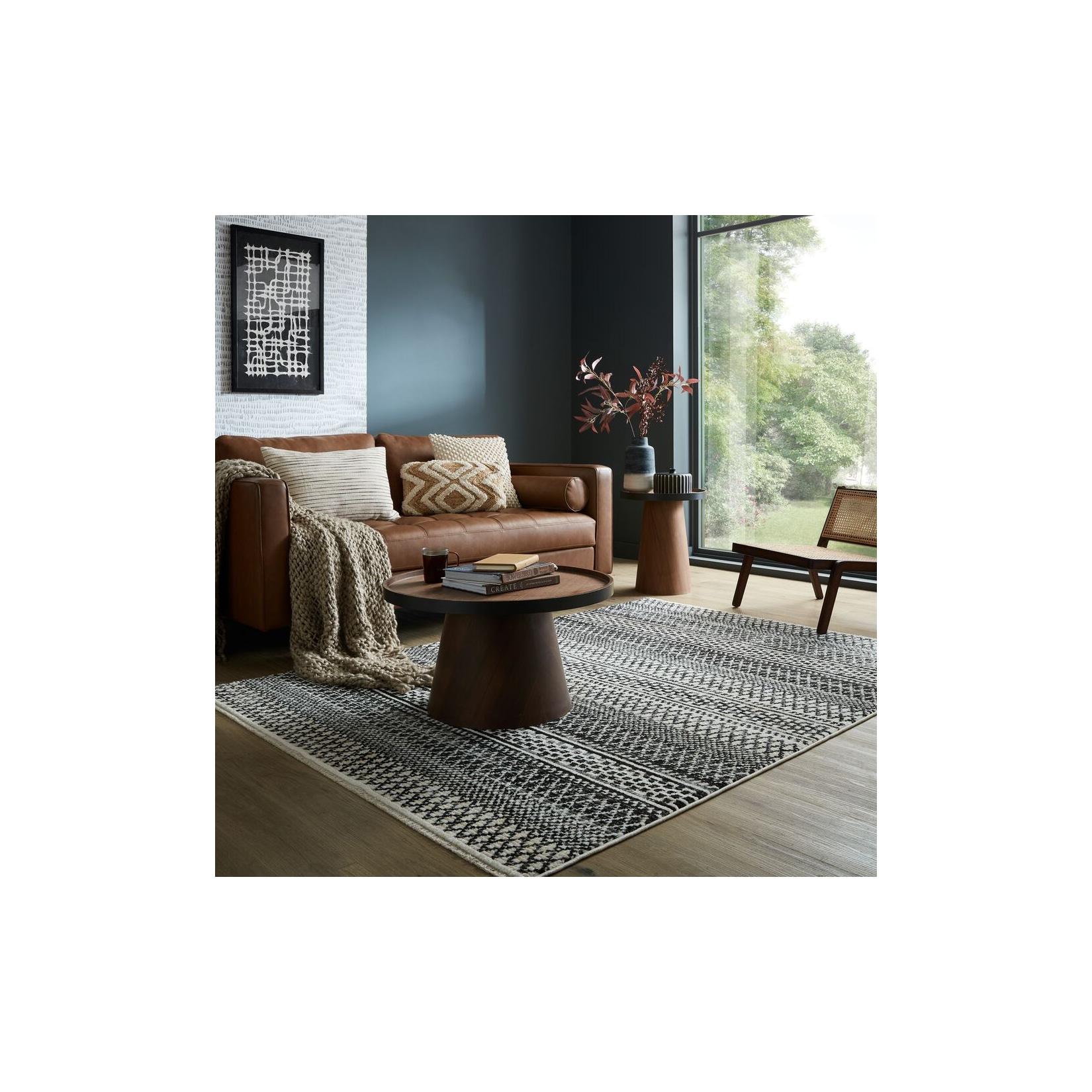 Teppich gestreift Schwarz-Weiß 80 x 140 cm - PERRAN Kadima Design