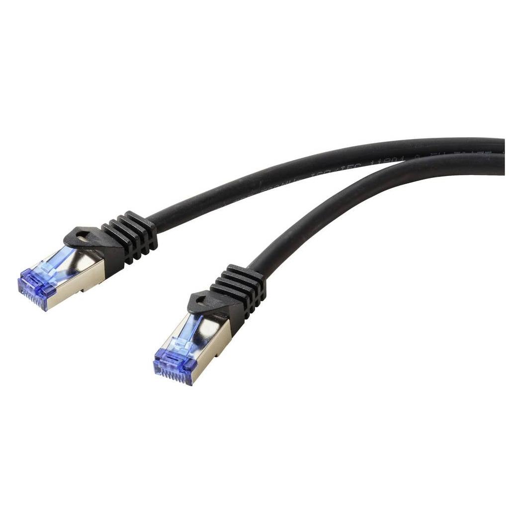 Renkforce RF-6830462 RJ45 Netzwerkkabel, Patchkabel CAT 6a S/FTP 2.00 m Schwarz (S/FTP, CAT6a, 2 m) (RF-6830462)