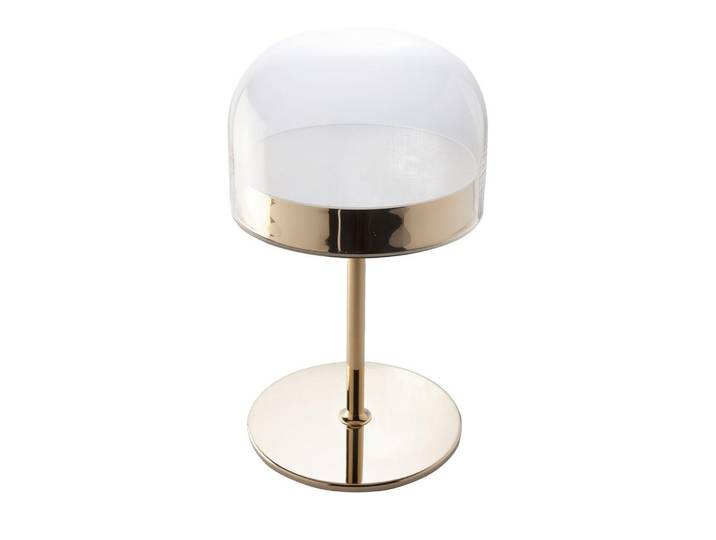 Angel Cerda Tischlampe 8066 Angel Cerdá, Aluminium goldfarben und transparentes Hartglas, Transparent, Metall, Glas, Essen/Getränk, Freiform, LED integriert, 24x42x24 cm, Lampen & Leuchten, LED Beleuchtung, LED-Tischleuchten
