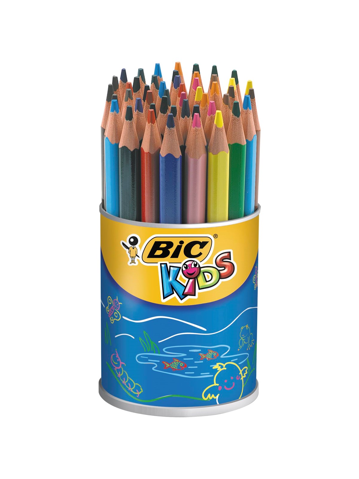 BIC Kids Evolution Triangle ECOlutions Triangular Buntstifte - Farblich sortiert, Köcher mit 48 Stiften