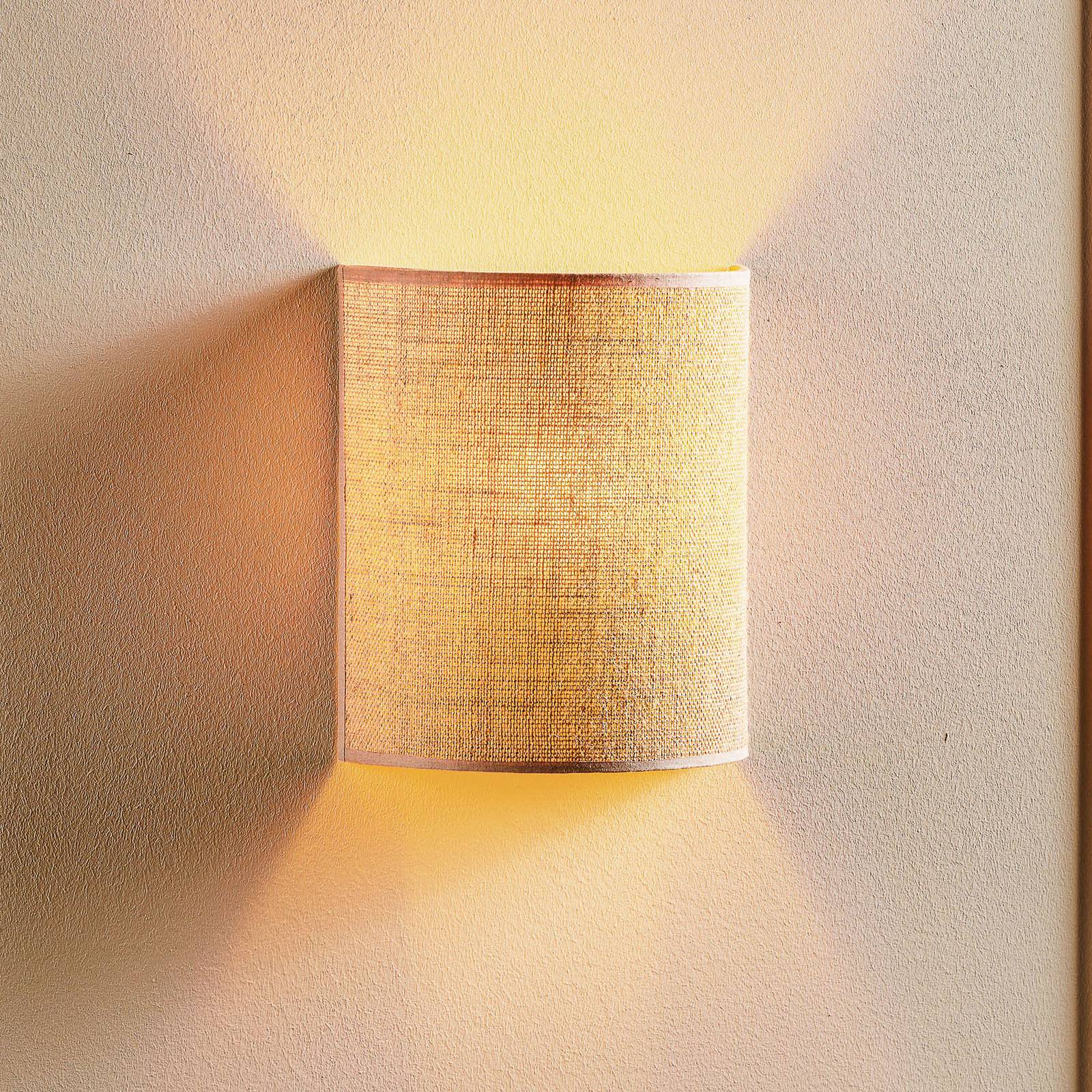 Wall Light Jute Duolla, dimmable, Brown / rust, Living / Dining Room, Textile / fabric / silk, Country House / Rustic, Wall Light