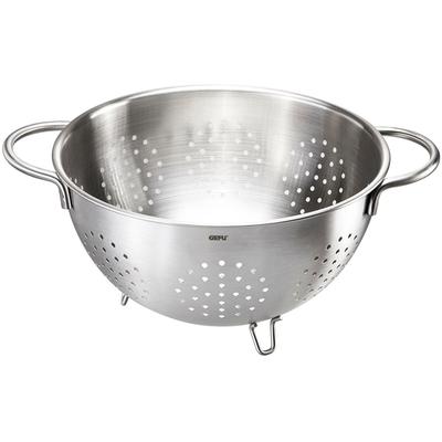 Seiher GEFU "COLINO", silber, B:25,5cm H:14,9cm L:33cm Ø:24cm, Edelstahl, Küchensiebe, 4-Liter-Kapazität, stabile Griffe, Ø 24 cm