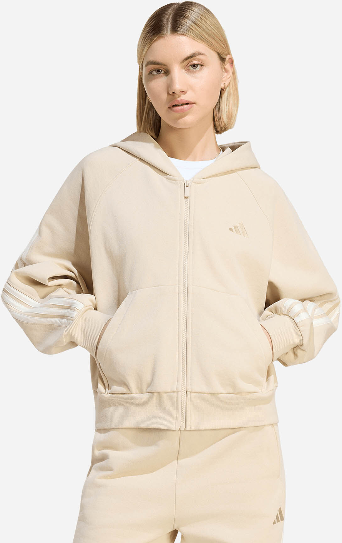 Adidas Kit 3stripes W - Felpa - Donna - Beige M