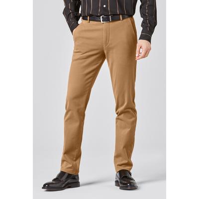 Chinos MEYER "Bonn 2-8616", Herren, Gr. 48, Normalgrößen, braun (karamell), 98% Baumwolle, 2% Elasthan, unifarben, regular fit lang, Hosen, aus Luxus Twill