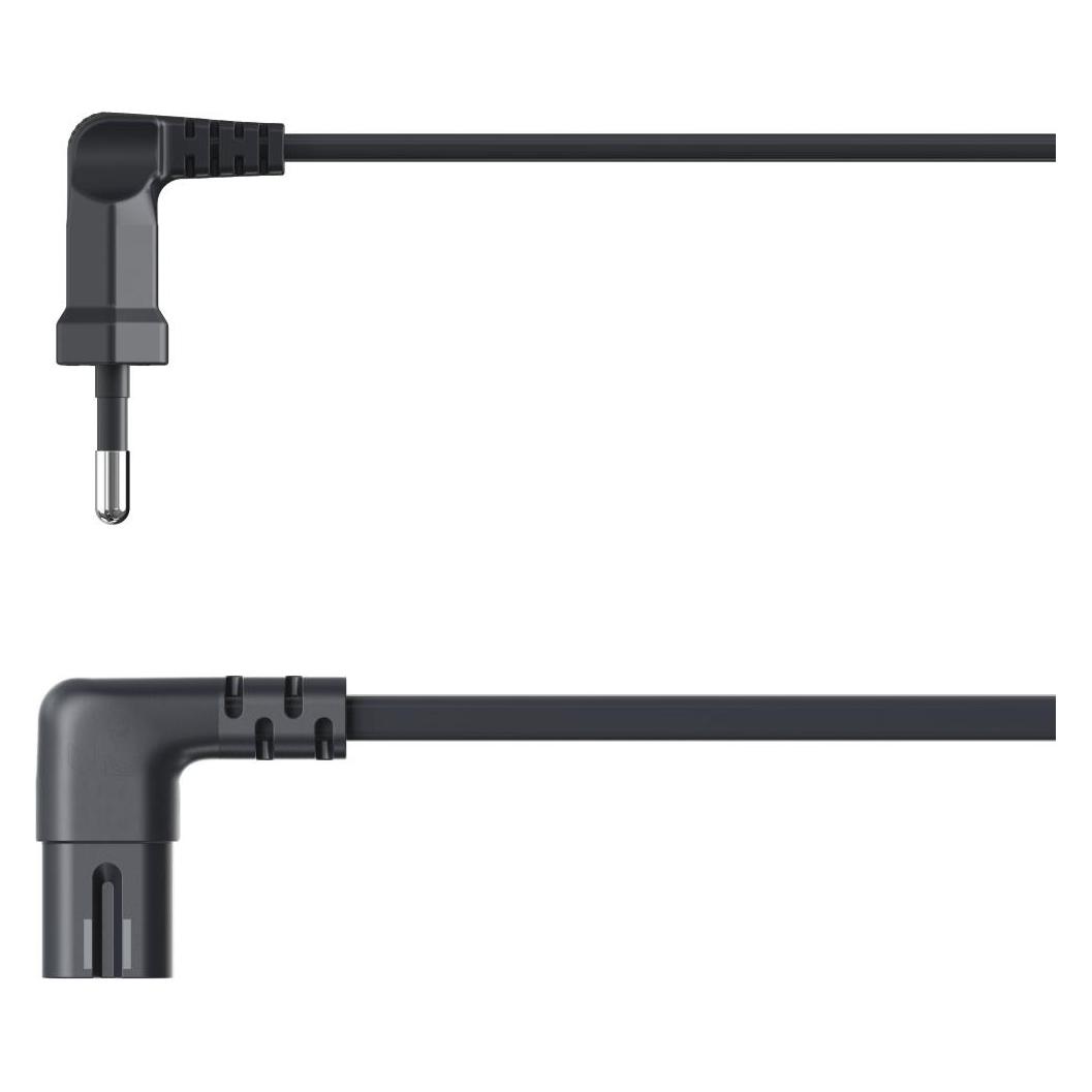 Hama Netzkabel, beidseitig gewinkelt, Euro-Stecker, Doppelnut/C7, 5 m, Schwarz (5 m) (00223286)