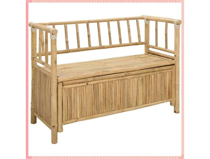 Banc de Rangement de Jardin - Bambou - Rangement - Extérieur - Naturel - 110x47x80 cm - V2