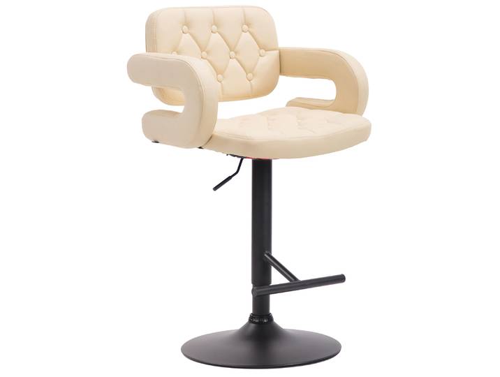 TPFLiving Barhocker Dubai Gestell schwarz Kunstleder - Creme