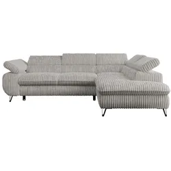 ECKSOFA PETER L Hellgrau Cord - Rechts Seite