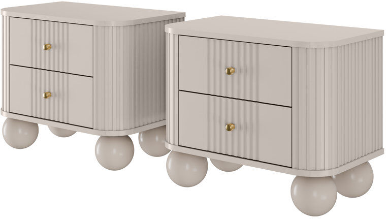 Ivy Bronx Dayzee 56 cm W Bedside Table Cashmere/Cashmere/Cashmere/Gold 48cm H X 56cm W X 38cm D