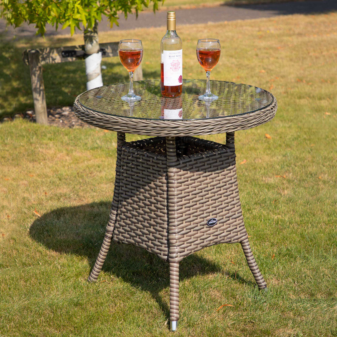 Ophelia & Co. Rosina Round Glass Outdoor with Umbrella Hole Bistro Table - 70 cm W 70 cm D Brown