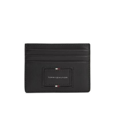 Kartenetui TOMMY HILFIGER "TH FOUNDATION CC HOLDER", Damen, schwarz, Leder, Kleinlederwaren, Unisex Minigeldbeutel, Portemonnaie mit vielen Kartensteckfächern