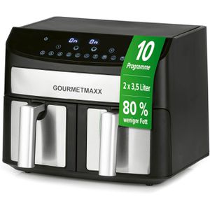 GOURMETmaxx Heißluftfritteuse XXL, 10 Programme, 2400 Watt, Doppelkammer 2x 3,5 Liter