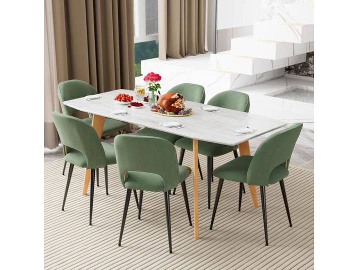 PEACHES-Lot de 6 -Chaises de salle à manger dossier rembourré confortable - ambiance chaleureuse - vert