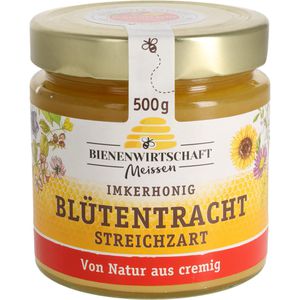 Bienenwirtschaft-Meissen Honig Blütentracht streichzart, cremig, im Glas, 500 g