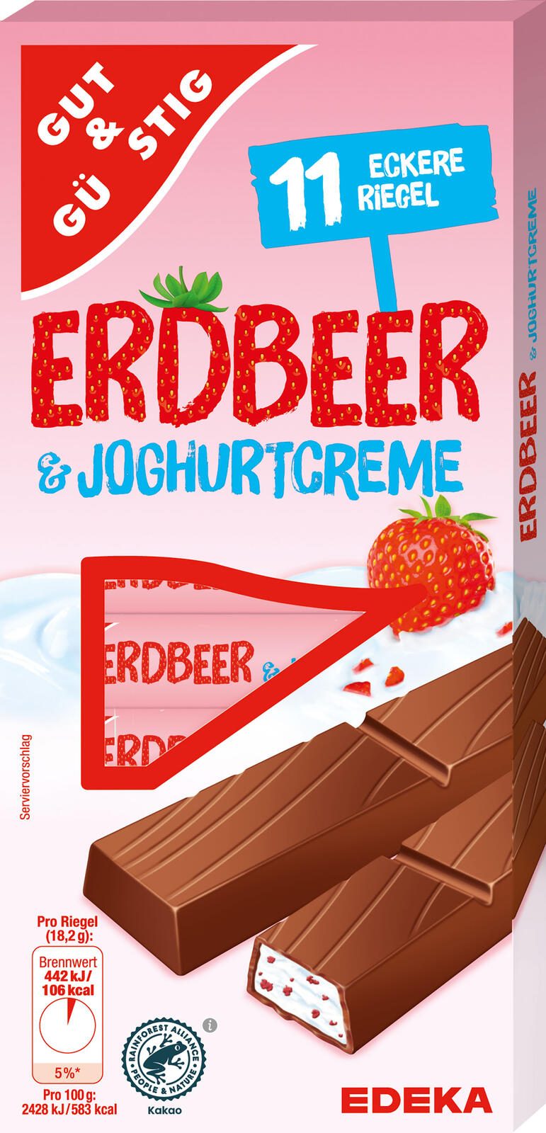 GUT&GÜNSTIG Joghurt-Erdbeer Schokoriegel 3121084003