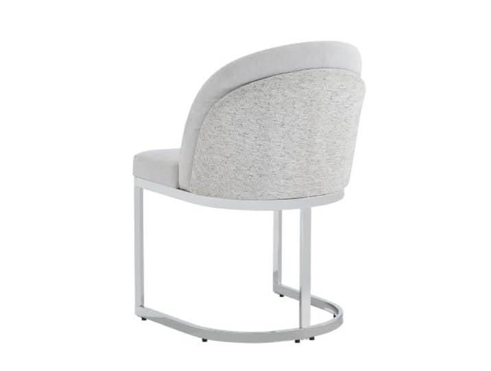 BXEYXE 2 Esszimmerstühle, bequem und atmungsaktiv, geeignet für Restaurants, Wohnzimmer, Cafés und andere Orte, moderner Stil, Silber galvanisierte Stuhlbeine, Chenille-Stoff, Hellgrau + Silber