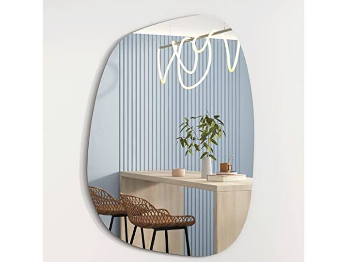 Albatros Designerspiegel Asymmetrisch 75 x 55 cm – Wandspiegel oder Türspiegel, Moderne organische Form – Spiegel Oval und Groß – Asymmetrischer Spiegel unförmig und Rahmenlos, Mirror Wall