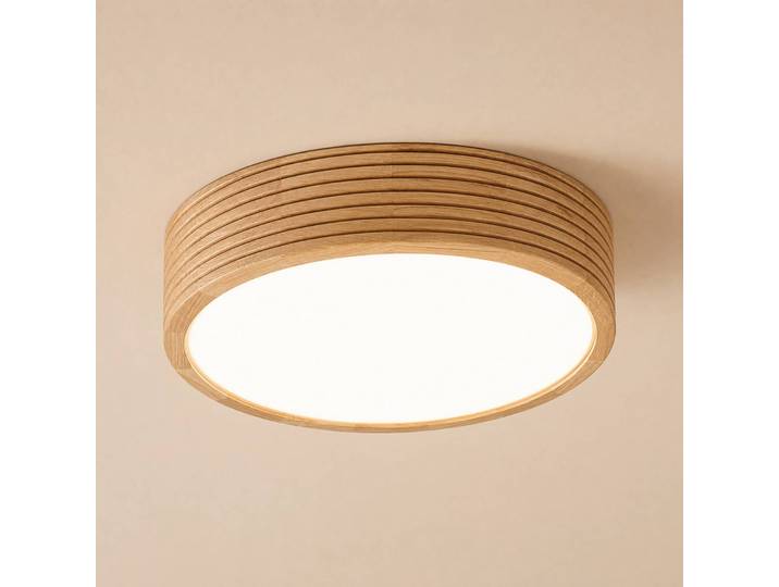 Plafondlamp Oro, dimbaar, hout licht, Woon-/ Eetkamer, Hout, plafondlamp