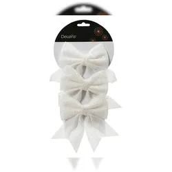 Christmas Decorations Schleifen 13cm Polyester Glitzer 3er Set Geschenkschleifen Weihnachtsschleifen Dekoschleifen festliche Dekoration Weihnachten Hochzeit weiß