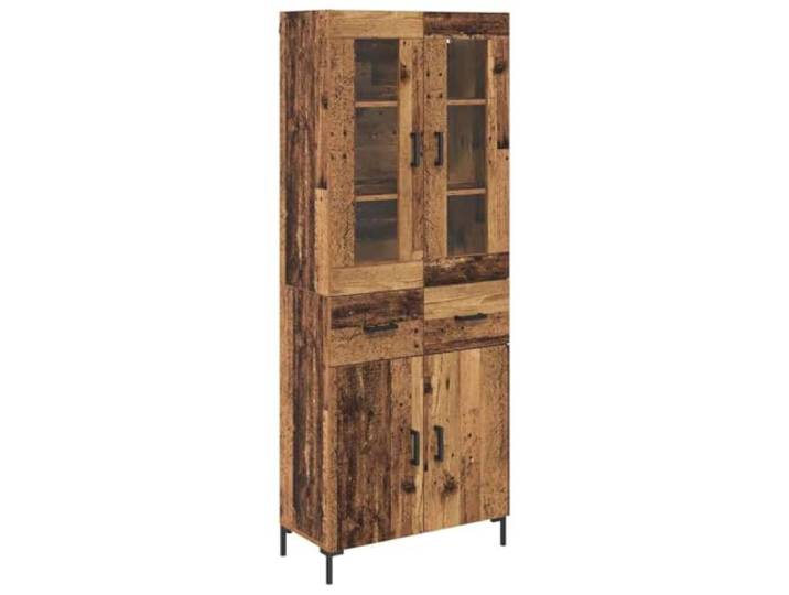 Highboard 2 Stk. Altholz 69,5 x 34 x 180 cm Holzwerkstoff Wandmontiert, Glastüren, minimalistisch, Wohnzimmer, platzsparend, aufgeräumt, modern