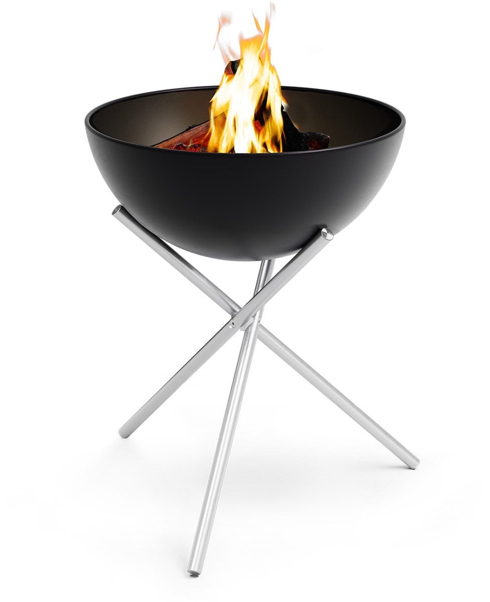 Höfats BOWL 70 vuurschaal zwart met kantelbare vuurkorf en tripodonderstel
