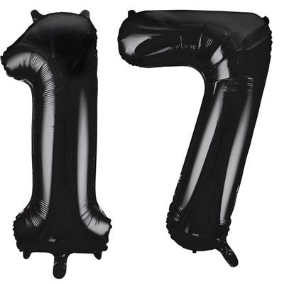 XL Folienballon schwarz Zahl 17
