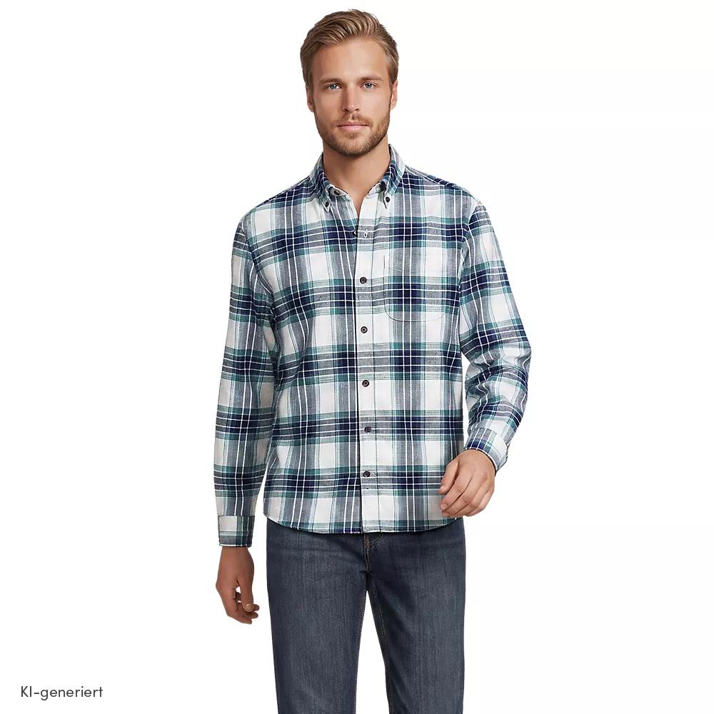 Flanellhemd Flagship Classic Fit in Tall-Größe, Herren, size: tall, Blau, Baumwolle, by Lands' End