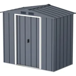 VCM Metall Gartenhaus 202x113 Geräteschuppen Garten Gerätehaus Schiebetüren, H. 181 x B. 202 x T. 113 cm, Metall