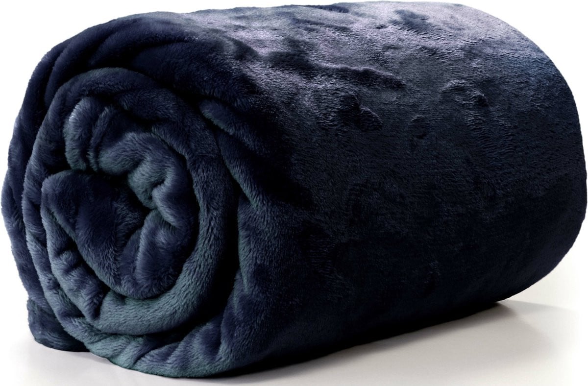 Unique Living Enzo plaid donkerblauw 130 x 180 cm