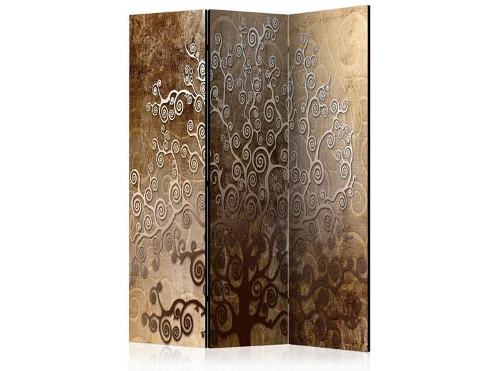 Muralo Paravent Einseitig Bedruckter 3-tlg 135x172 cm Klimts Goldener Baum, Braun, Holz, Abstrakt, Rechteckig, 135x172x3 cm, Wohnzimmer, Raumteiler, Paravents