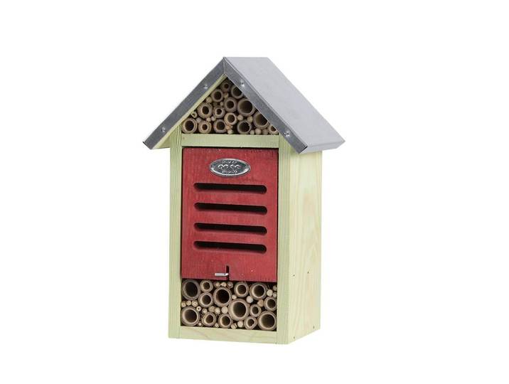 Insektenhotel ESSCHERT DESIGN M , rot (bunt), B:17,7cm H:29,4cm T:14,3cm, Insektenhotels, Insektenhotel, Holzart: Kiefer (Weissrussland)