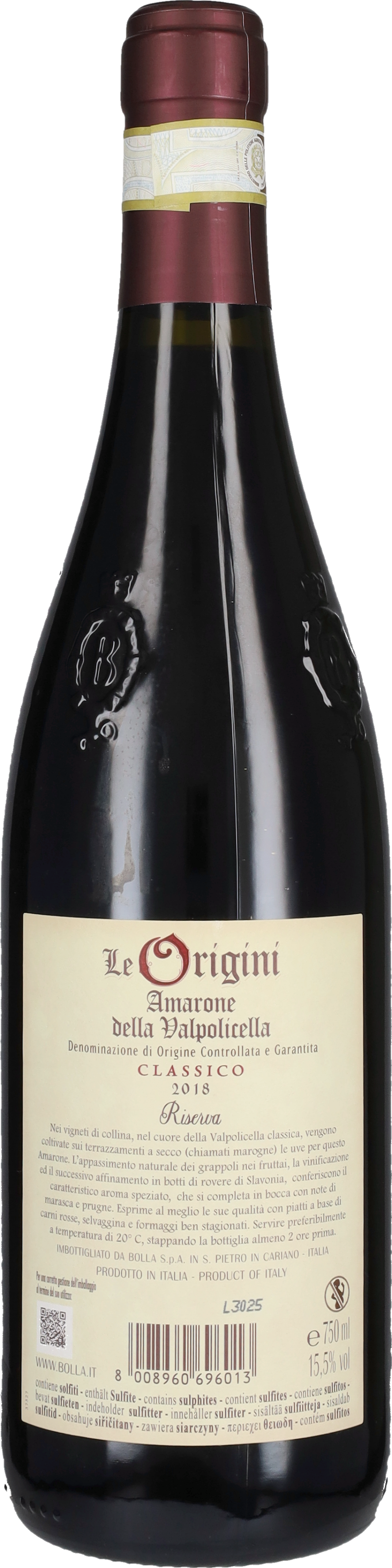 Amarone Classico Riserva 'Le Origini' Bolla 2018