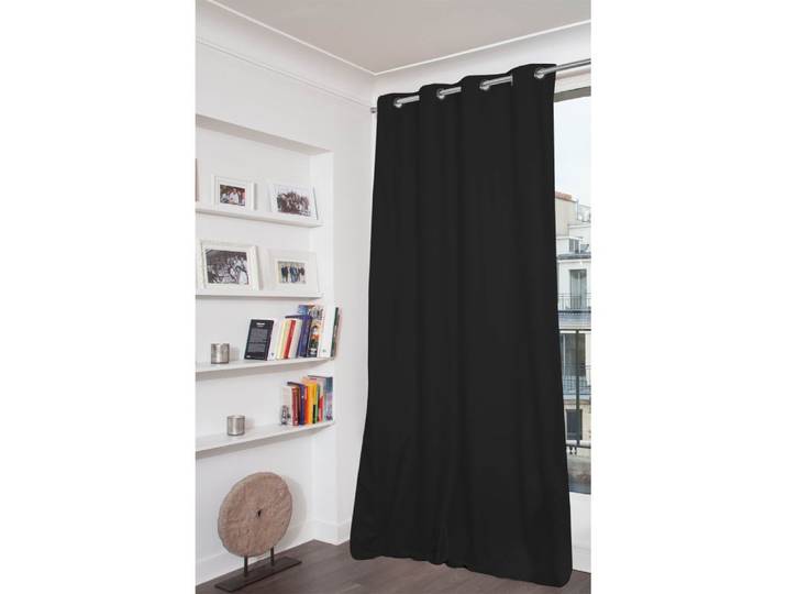 Rideau occultant total oeillets noir mc710 135lx250h