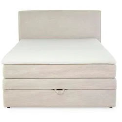 Boxspringbett Janett 140 x 200 cm Stoff Beige