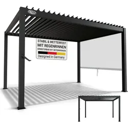 Juskys Lamellendach Tahiti 3x4 m - Stahl Pergola - Terrassenüberdachung stabil - Anthrazit