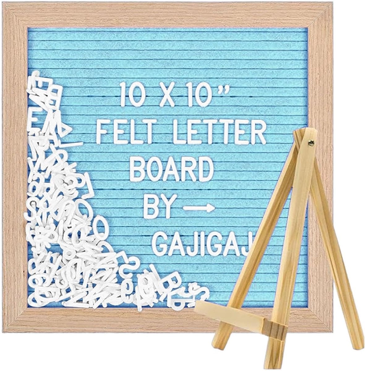Blauw Letterbord Vilt met Duurzaam Eiken Frame - Berichtbord Decoratie - 30 x 20 cm