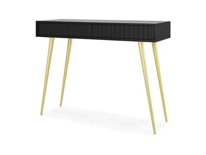 Selsey Bello Make-uptafel met 2 laden op goudkleurige poten, 104 x 80 cm, opbergkast, zwart, make-uptafel