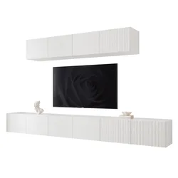 WOHNWAND ANGEL IV Mattweiß hängend mit LED-Beleuchtung 300 cm