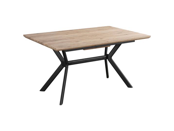 Mid.you Esstisch, Natur, Schwarz, Metall, rechteckig, Flachrohr, 90x76x140 cm, ausziehbar, Esszimmer, Tische, Esstische, Esstische ausziehbar